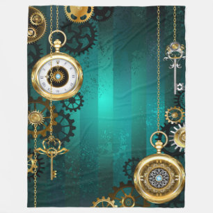 Cobertor De Velo Relógio de Joia Steampunk em um Fundo Verde