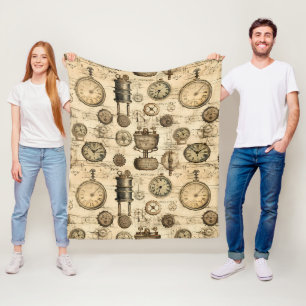 Cobertor De Velo Relógio Vintage Steampunk Pardo Pergaminho