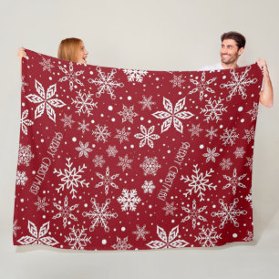 Cobertor De Velo Rena de Natal Vermelha e Flocos de Neve Sem Costur
