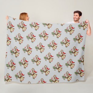 Cobertor De Velo Rena Sorridente Decorada Com Enfeites de natal