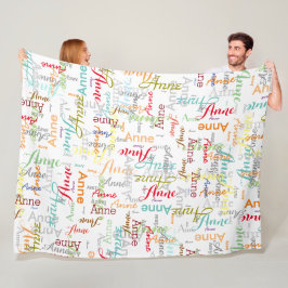 Cobertor De Velo Repetição de Nomes Coloridos Personalizados