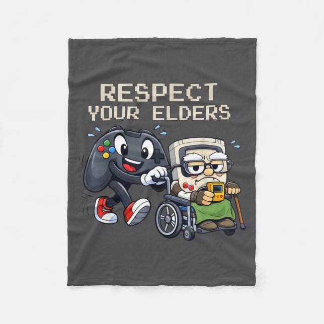 Cobertor De Velo Respect Your Elders Gaming Control Retro Funny Gam (Frente)