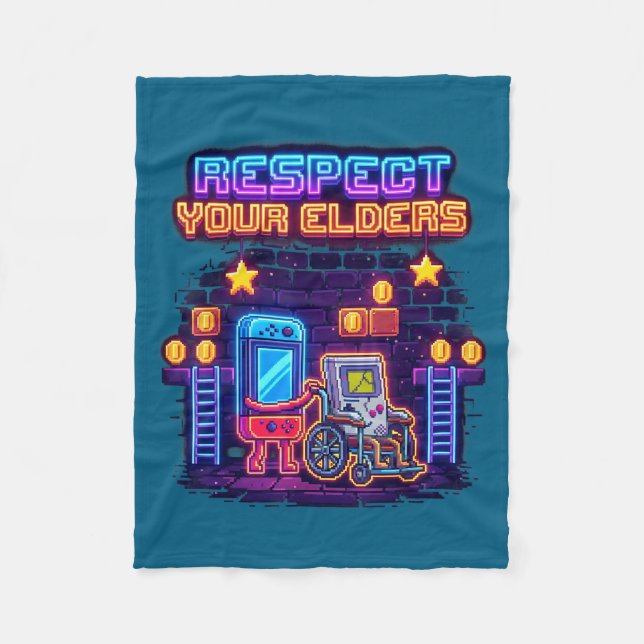 Cobertor De Velo Respect Your Elders Retro Gaming Funny Gamer Contr (Frente)