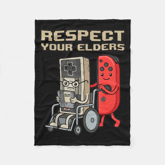Cobertor De Velo Respect Your Elders Retro Gaming Funny Gamer Contr (Frente)
