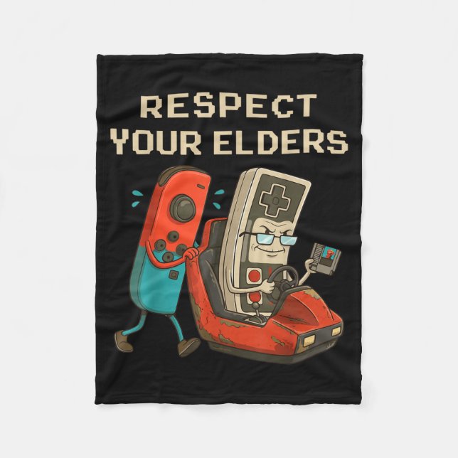 Cobertor De Velo Respect Your Elders Retro Gaming Funny Gamer Contr (Frente)