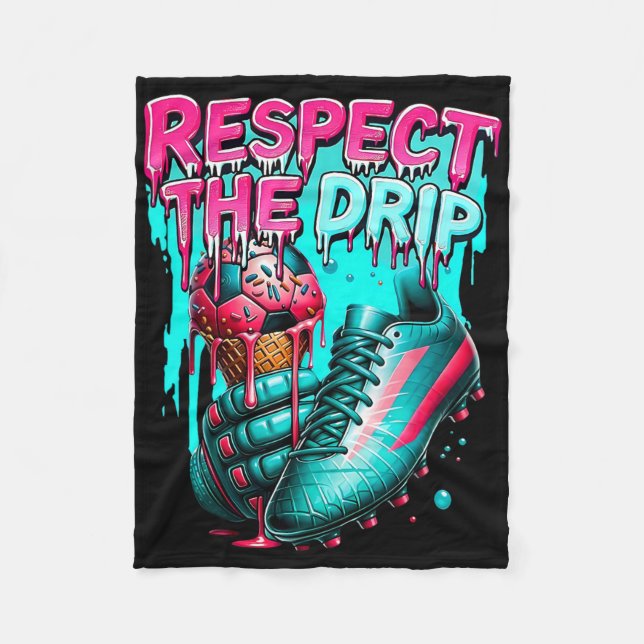 Cobertor De Velo Respeite O Sorvete De Futebol Drip Com Granulado (Frente)