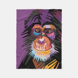 Cobertor De Velo Retrato colorido de macaco Pop