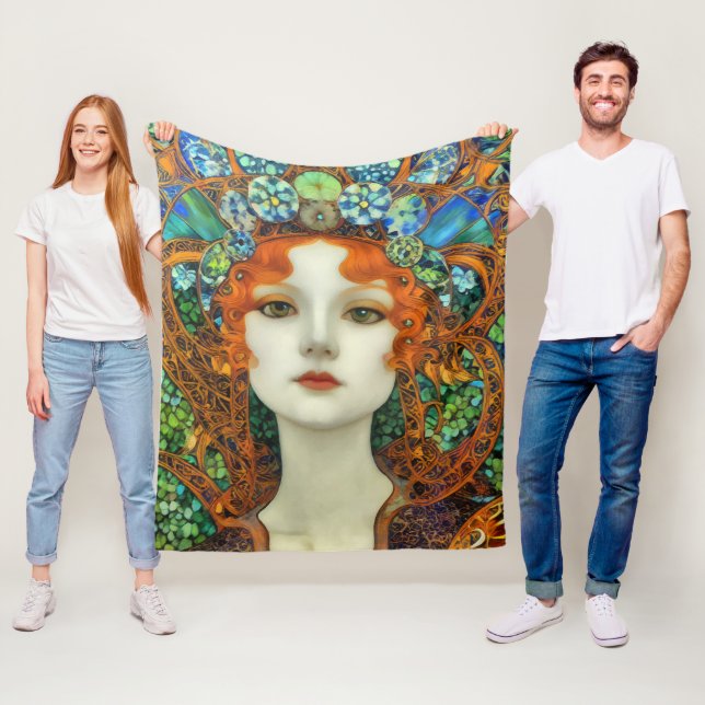 Cobertor De Velo Retrato da Bela Mulher em Estilo de Vidro Estido (In Situ)