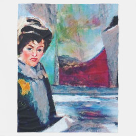 Cobertor De Velo Retrato da Mulher Vintage com fundo de Abstrato