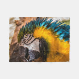 Cobertor De Velo Retrato de arara azul e amarela