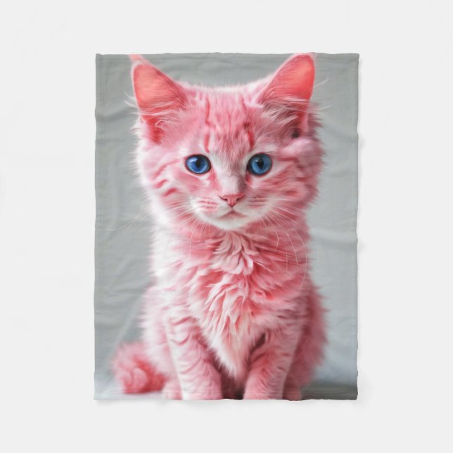 Cobertor De Velo Retrato de Foto de Gato Rosa (Frente)