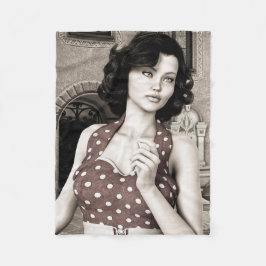 Cobertor De Velo Retrato de Mulher com Glamour Vintage