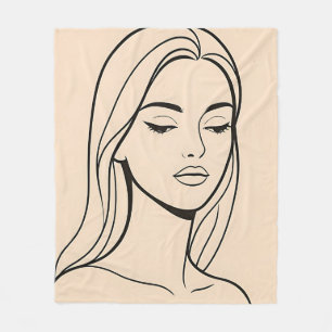 Cobertor De Velo Retrato de Mulher em Arte de Linha Minimalista Ele