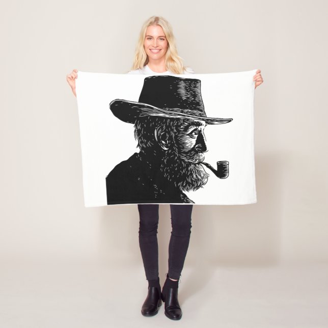 Cobertor De Velo Retrato de Ponto e Linha: Velho Sábio Fumando um P (In Situ)
