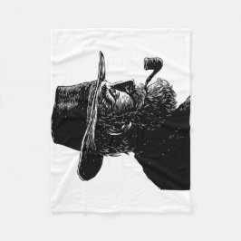 Cobertor De Velo Retrato de Ponto e Linha: Velho Sábio Fumando um P