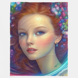 Cobertor De Velo Retrato do Cabelo Arco-Íris Encantado