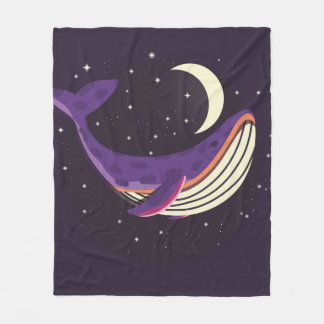 Cobertor De Velo Retrato ilustrativo colorido da baleia fofa na sp