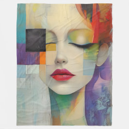 Cobertor De Velo Retrato no Surrealismo do Bloco de Cor
