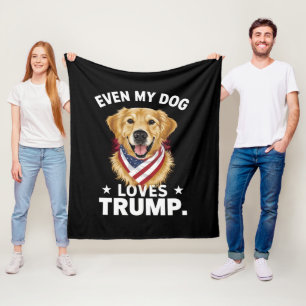 Cobertor De Velo Retriever Até o Meu Cão Ama a Bandeira Trump EUA