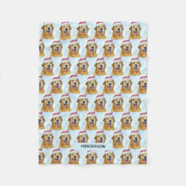 Cobertor De Velo Retriever ouro em Santa Hat ou Foto Personalizada 