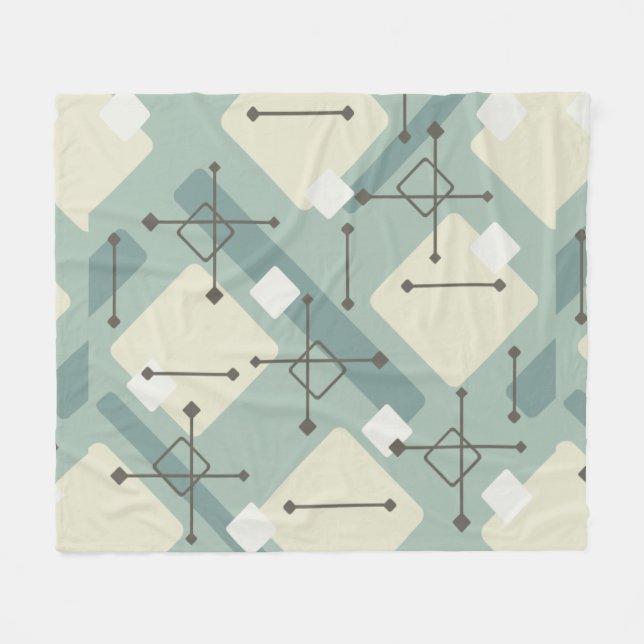 Cobertor De Velo Retro 1950s Art Diamonds Sage Green (Frente (Horizontal))