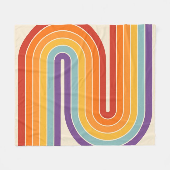 Cobertor De Velo Retro 1970s Style Arched Stripes Geometric Pattern (Frente (Horizontal))