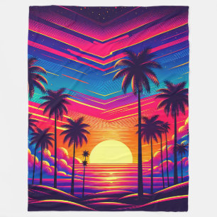 Cobertor De Velo "Retro 1980: Sunset at the Beach"