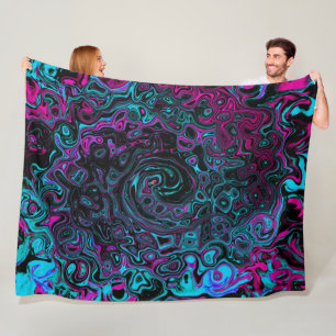 Cobertor De Velo Retro Aqua Magenta e Abstrato preto
