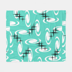 Cobertor De Velo Retro Atomic Agirls Stars Turquoise