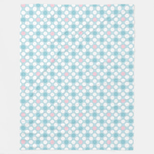 Cobertor De Velo Retro azul-rosa branco do Bolinhas