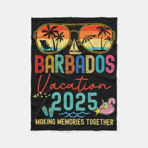 Cobertor De Velo Retro Barbados Vacation 2025 Memórias Corresponden