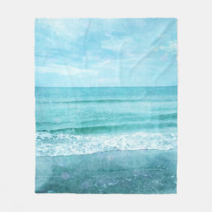 Cobertor De Velo Retro Beach - Coaster Ocean Teal Blue Watercolor