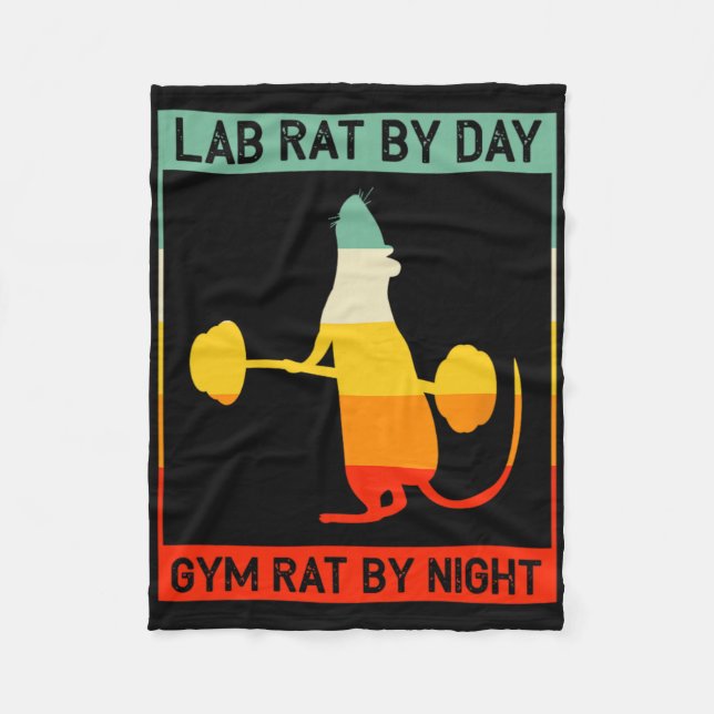 Cobertor De Velo Retro Bodybuilding Lab Rat By Day Gym Rat By Night (Frente)