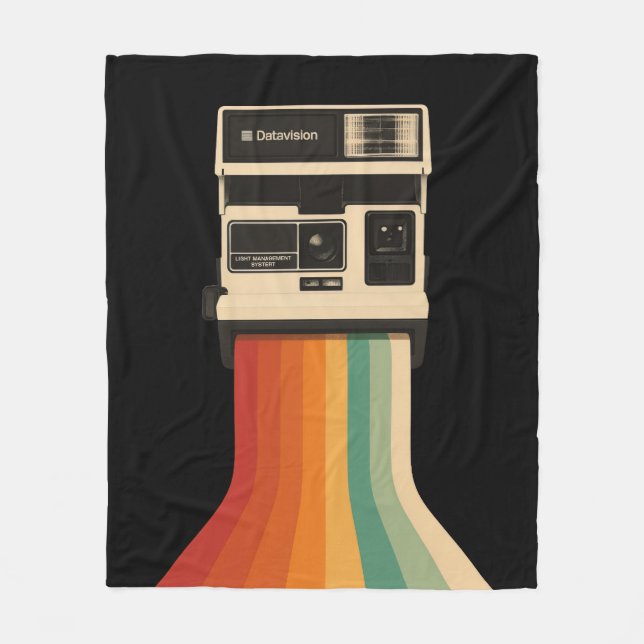 Cobertor De Velo Retro Camera with Rainbow Print (Frente)