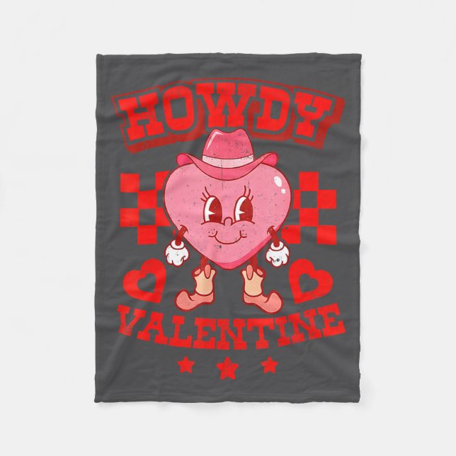 Cobertor De Velo Retro Checkered Howdy Western Valentines Day Cowbo (Frente)