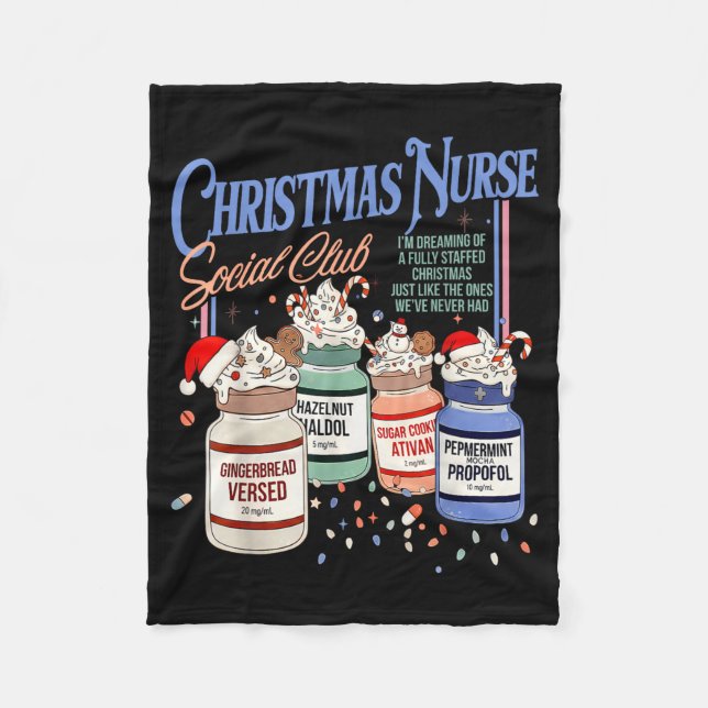Cobertor De Velo Retro Christmas Nurse Social Icu Nurse Profol Xmas (Frente)