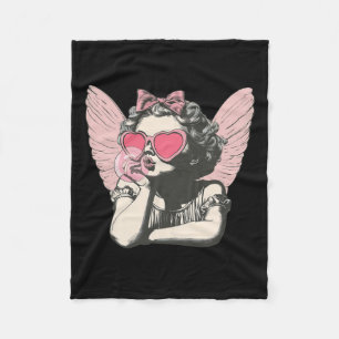 Cobertor De Velo Retro Cupido Valentine Day Cupid Blowi