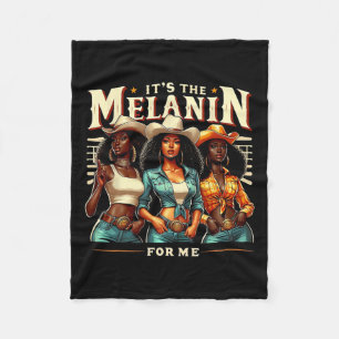 Cobertor De Velo Retrô da Mulher Negra É a Melanina para mim Preto