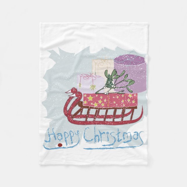 Cobertor De Velo Retrô. Feliz Natal! (Frente)