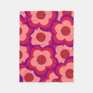 Cobertor De Velo Retro Floral Cor-de-Orelha Branca Vermelha e Rosa,