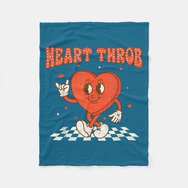 Cobertor De Velo Retro Groovy Heart Throb Valentines Day Toddlers B (Frente)