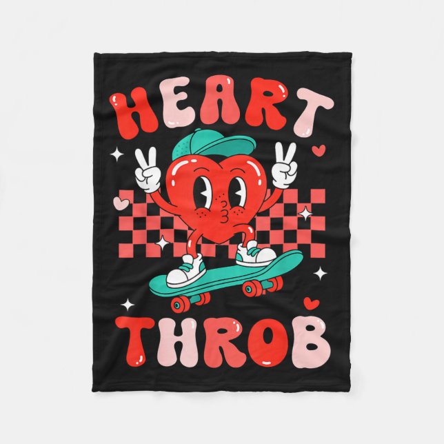 Cobertor De Velo Retro Groovy Heart Throb Valentines Day Toddlers B (Frente)