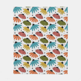 Cobertor De Velo Retro Halftone Coneflowers