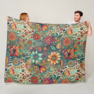 Cobertor De Velo Retro Hippie: Floral Tapeçaria Em Aberto