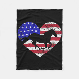 Cobertor De Velo Retro Horse American Flag Heart 4 De Julho Usa Pa