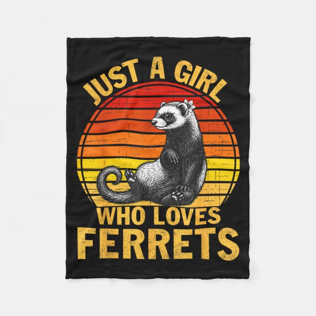 Cobertor De Velo Retro Just A Girl Who Loves Ferrets Ferret Lover  (Frente)