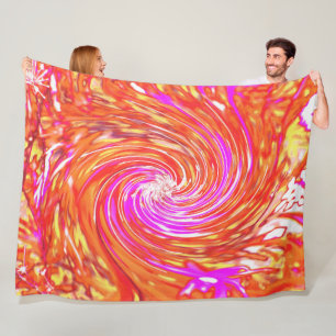 Cobertor De Velo Retro Magenta e Cores de Outono Floral Swirl