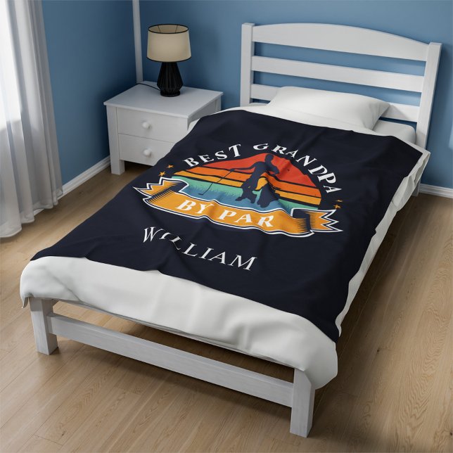 Cobertor De Velo Retro Melhor Avô Por Par Personalizado Golfer (Best Golfing Grandpa Retro Navy Blue Fleece Blanket)
