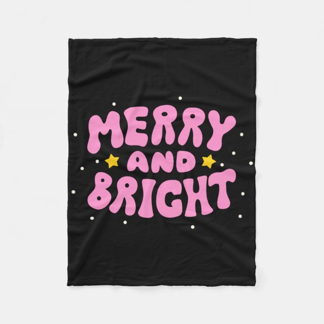 Cobertor De Velo Retro Merry And Bright Holiday Design  (Frente)