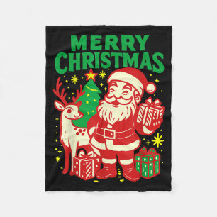 Cobertor De Velo Retro Papai Noel Feliz Natal Gráfico de Férias Vin